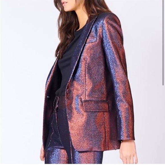 Veronica Beard Jackets & Blazers - $798 VERONICA BEARD Ashburn Metallic Dickey Jacket Lamé Ruby shine Blazer Size 2